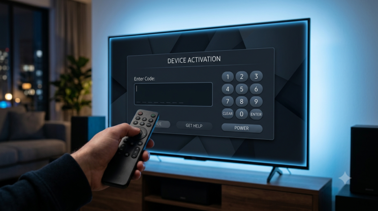 Smartphone on a desk showing a confirmation message after an IPTV code was sent and activated
