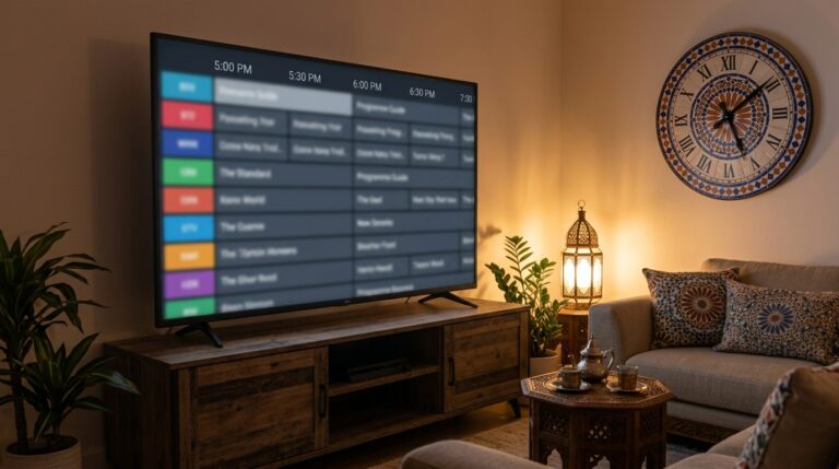 IPTV timezone settings dropdown open in a player settings menu