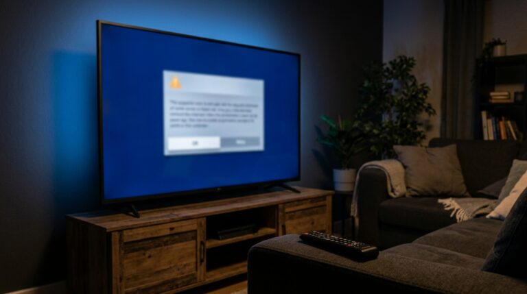 IPTV connection limit error shown on a smart TV screen with a warning icon